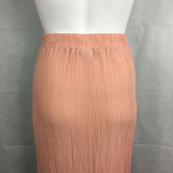 Joe B Skirt Womens Sz‎ M Peach Pink Flowy Layered Maxi Crinkle Long Gypsy - Picture 6 of 9